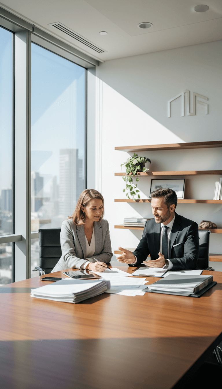 Homeowner discussing property sale with real estate professional