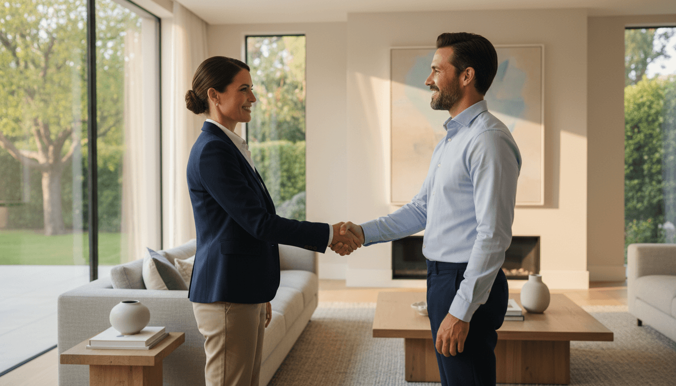 Homeowner receiving cash offer from real estate professional